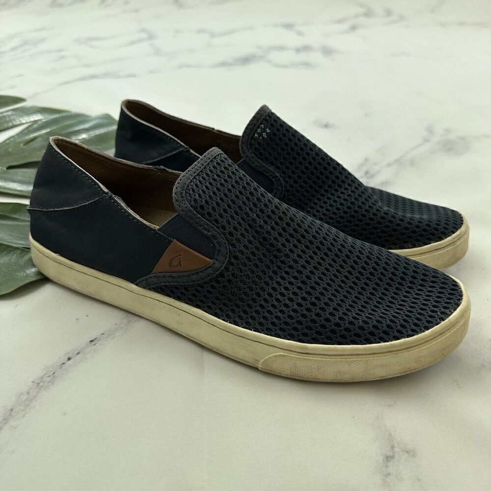 Olukai Womens Pehuea Sneaker Flats Size 10 Navy Blue Woven Slip On